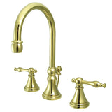 Governor Two-Handle 3-Hole Deck Mount Widespread Bathroom Faucet with Brass Pop-Up