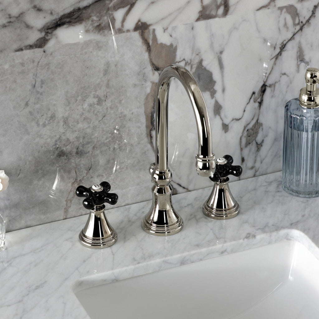 Duchess Two-Handle 3-Hole Deck Mount Widespread Bathroom Faucet with Brass Pop-Up Drain