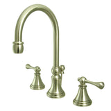 Governor Two-Handle 3-Hole Deck Mount Widespread Bathroom Faucet with Brass Pop-Up