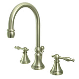 Governor Two-Handle 3-Hole Deck Mount Widespread Bathroom Faucet with Brass Pop-Up