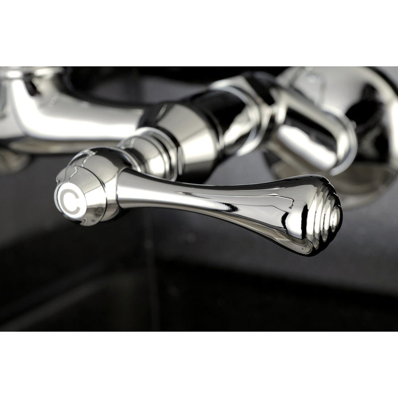 Vintage Double-Handle 2-Hole Wall-Mount Bridge Kitchen Faucet