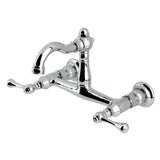 Vintage Double-Handle 2-Hole Wall-Mount Bridge Kitchen Faucet