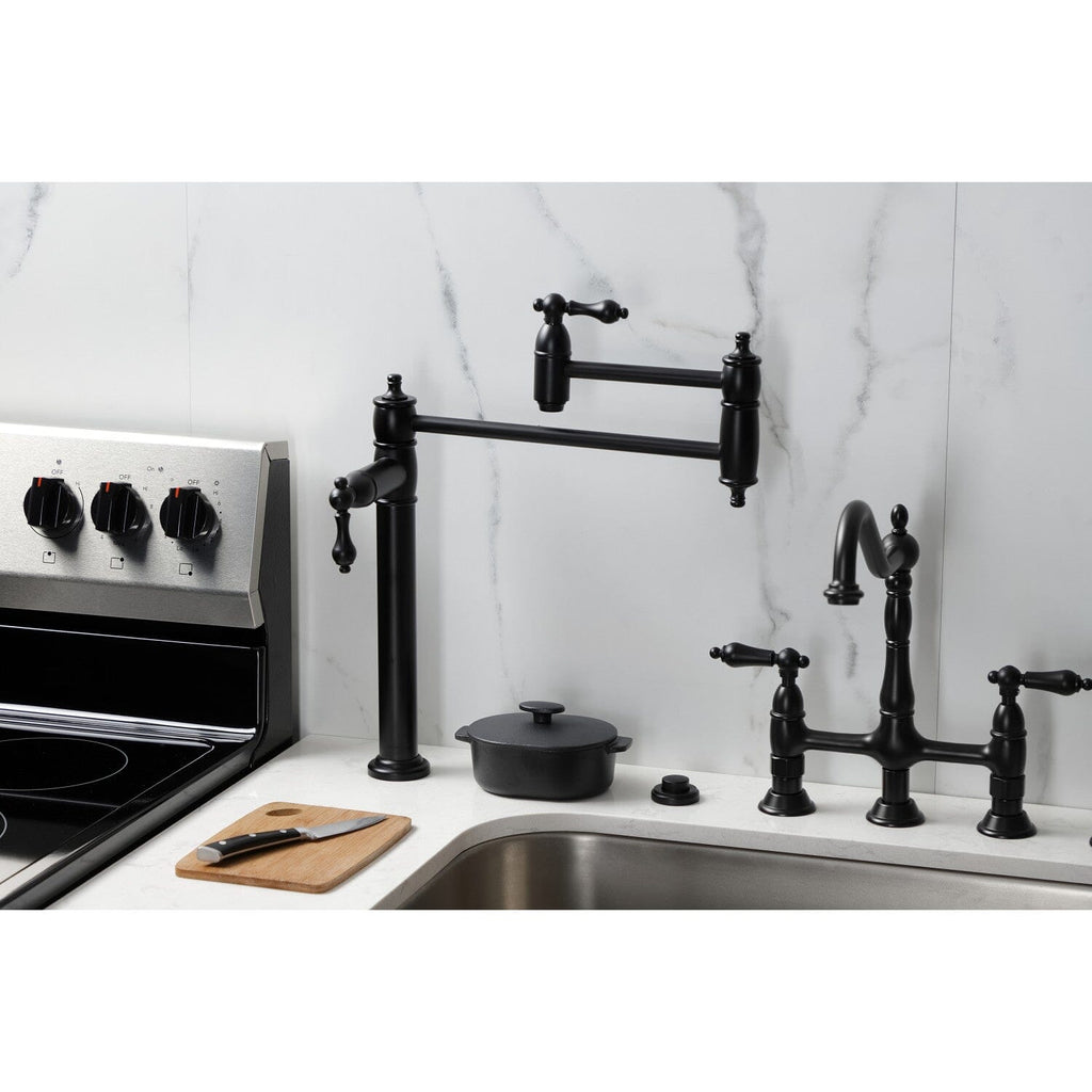 Restoration Two-Handle 1-Hole Deck Mount Pot Filler Faucet