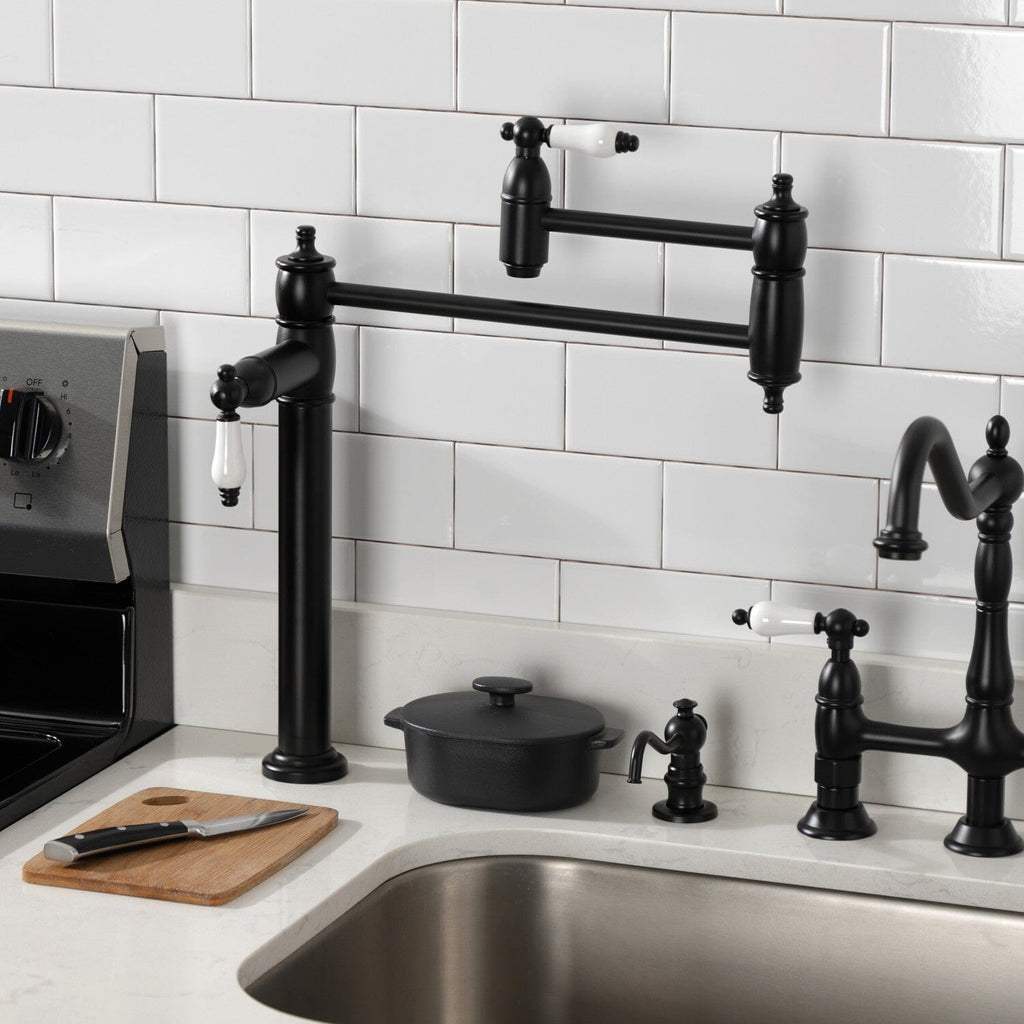 Restoration Two-Handle 1-Hole Deck Mount Pot Filler Faucet