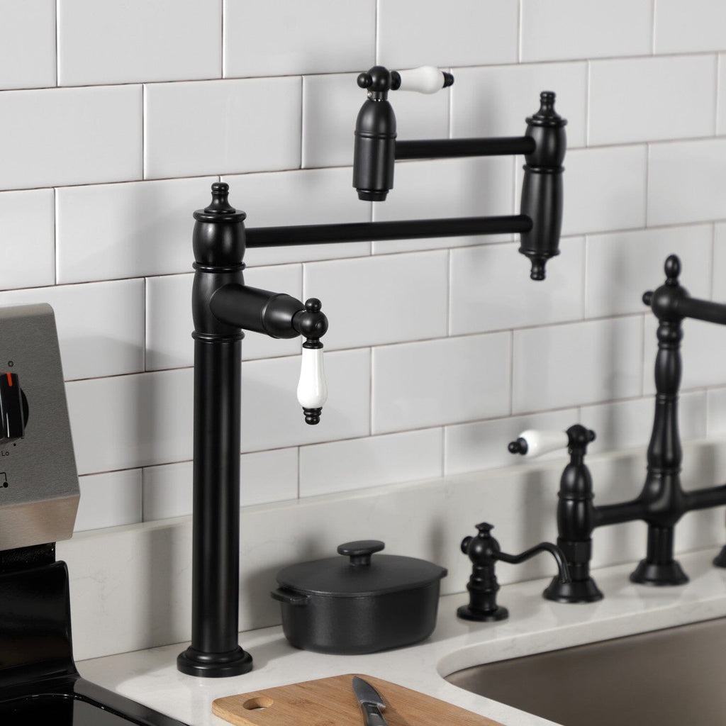 Restoration Two-Handle 1-Hole Deck Mount Pot Filler Faucet