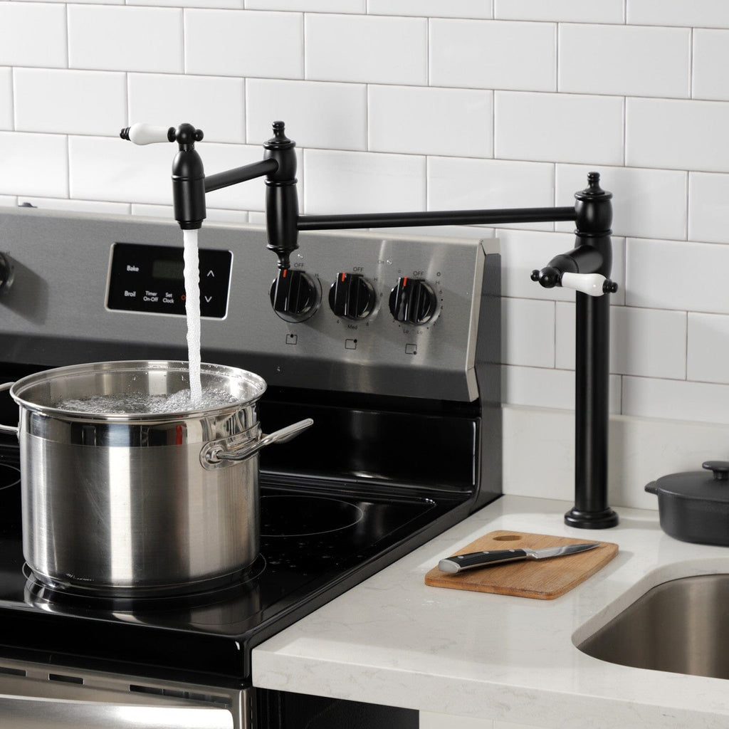 Restoration Two-Handle 1-Hole Deck Mount Pot Filler Faucet