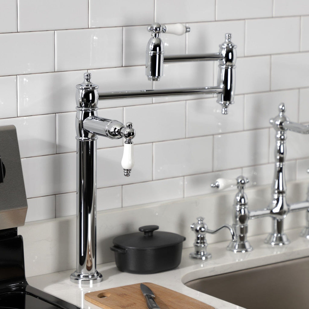 Restoration Two-Handle 1-Hole Deck Mount Pot Filler Faucet
