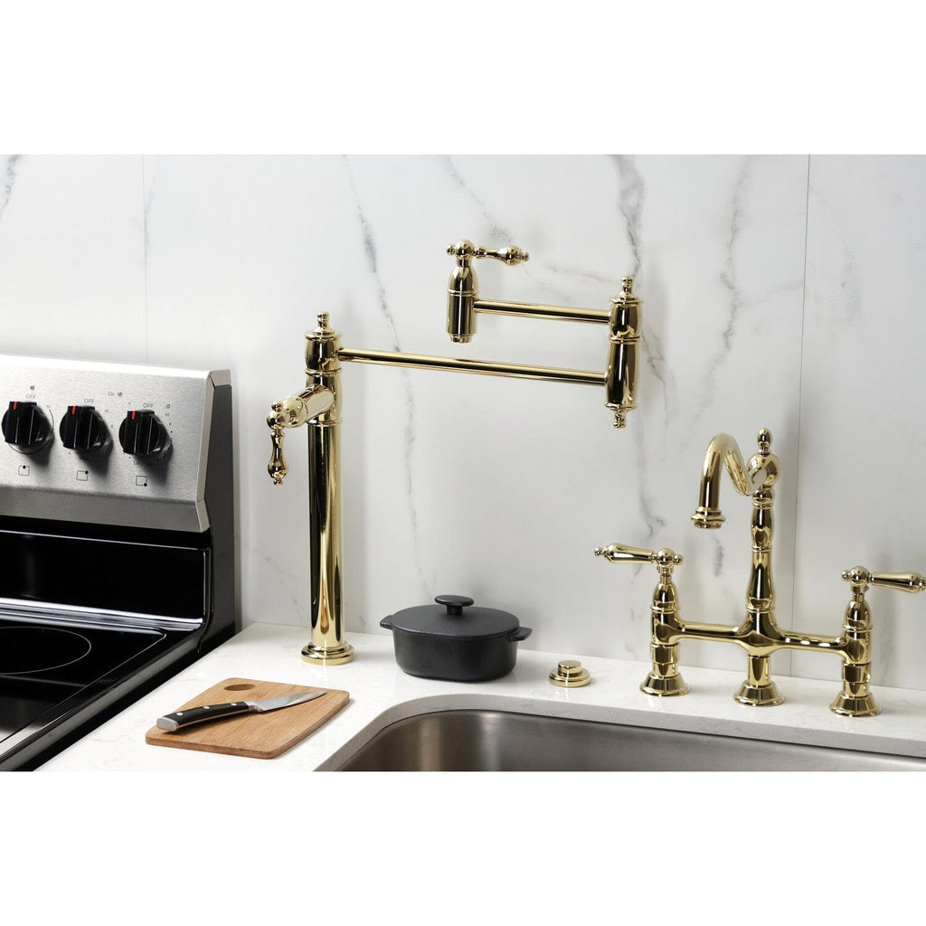 Restoration Two-Handle 1-Hole Deck Mount Pot Filler Faucet