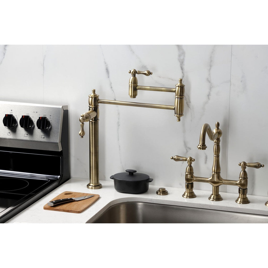 Restoration Two-Handle 1-Hole Deck Mount Pot Filler Faucet