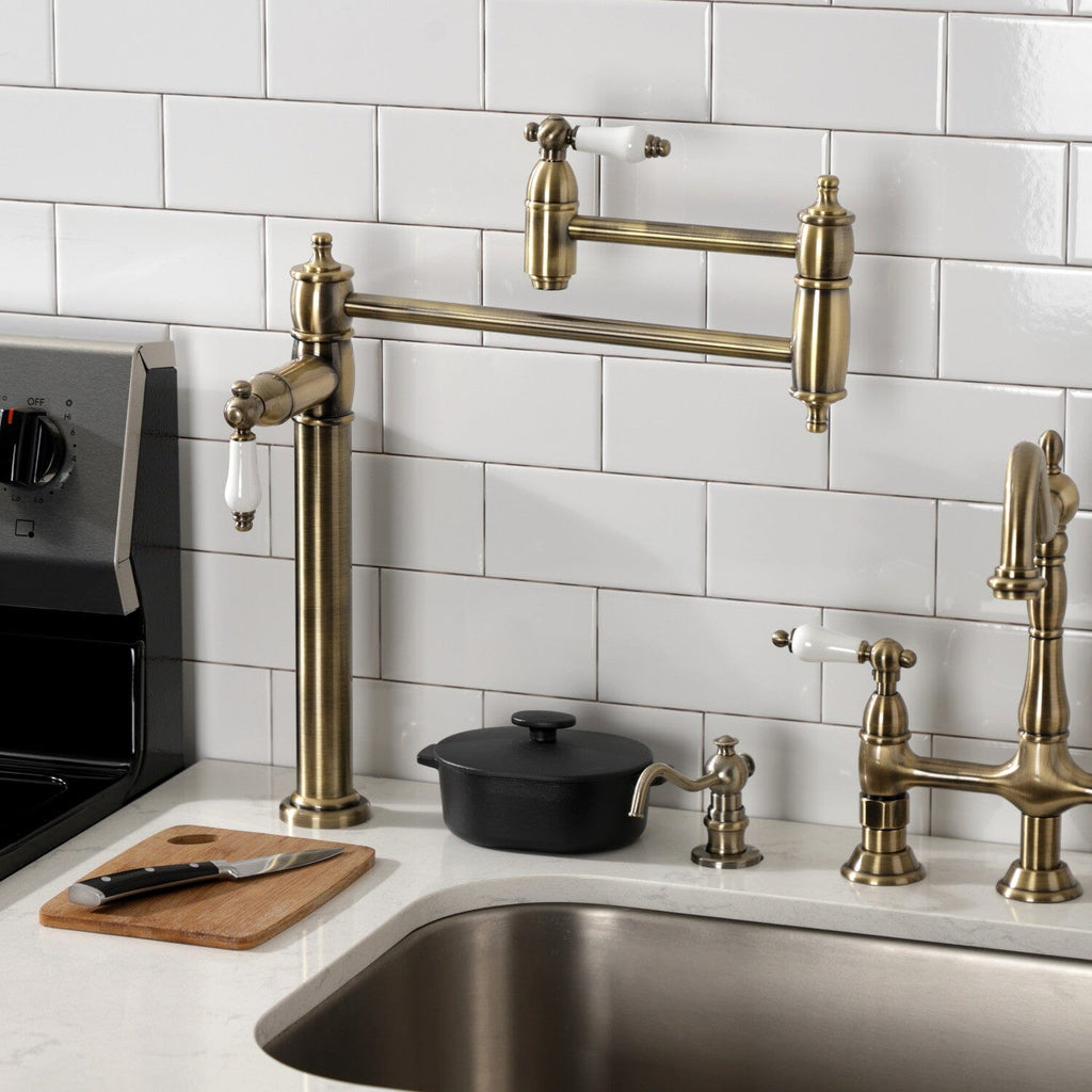 Restoration Two-Handle 1-Hole Deck Mount Pot Filler Faucet