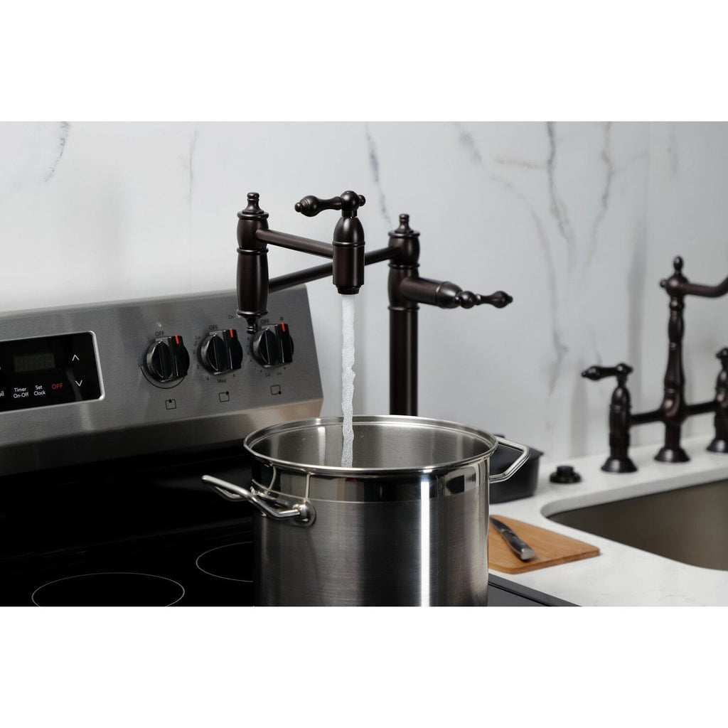 Restoration Two-Handle 1-Hole Deck Mount Pot Filler Faucet