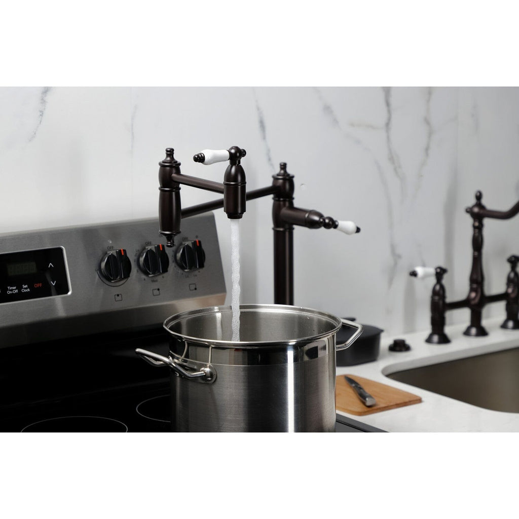 Restoration Two-Handle 1-Hole Deck Mount Pot Filler Faucet