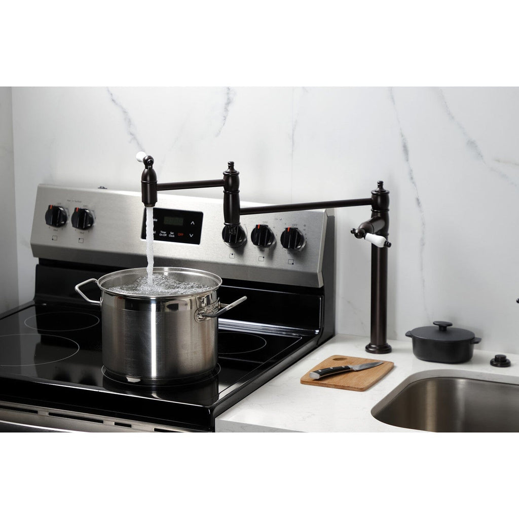 Restoration Two-Handle 1-Hole Deck Mount Pot Filler Faucet