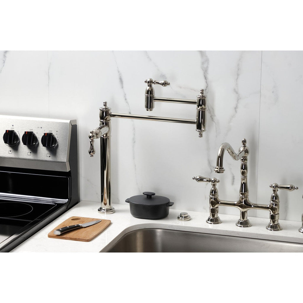 Restoration Two-Handle 1-Hole Deck Mount Pot Filler Faucet