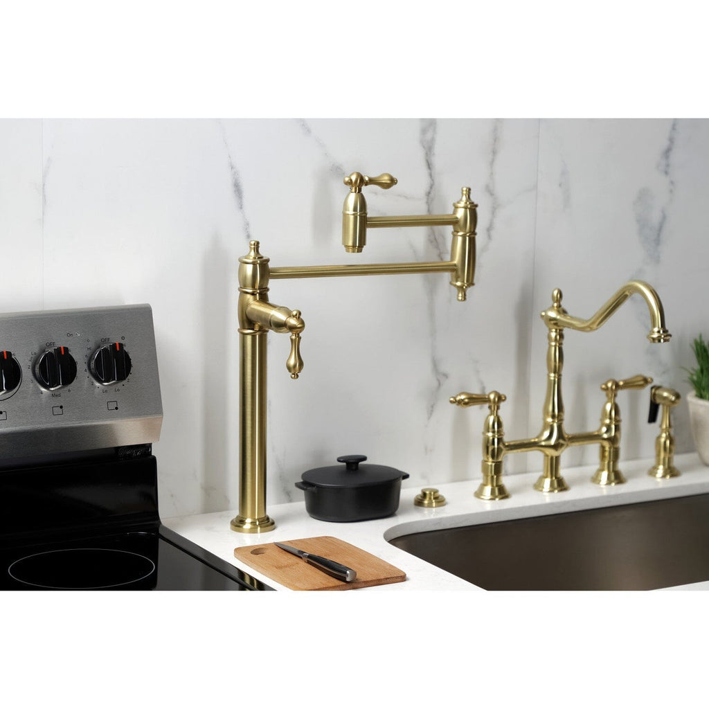 Restoration Two-Handle 1-Hole Deck Mount Pot Filler Faucet