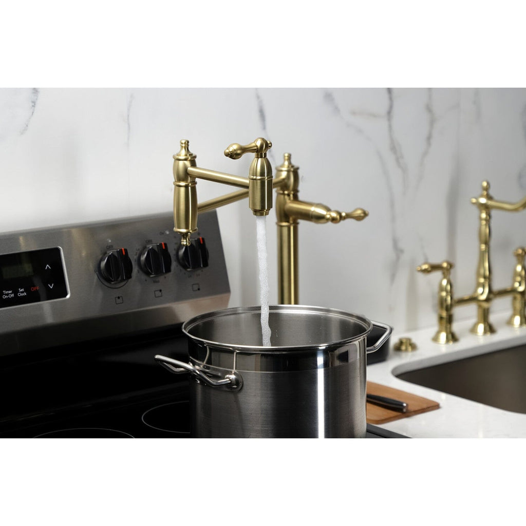 Restoration Two-Handle 1-Hole Deck Mount Pot Filler Faucet