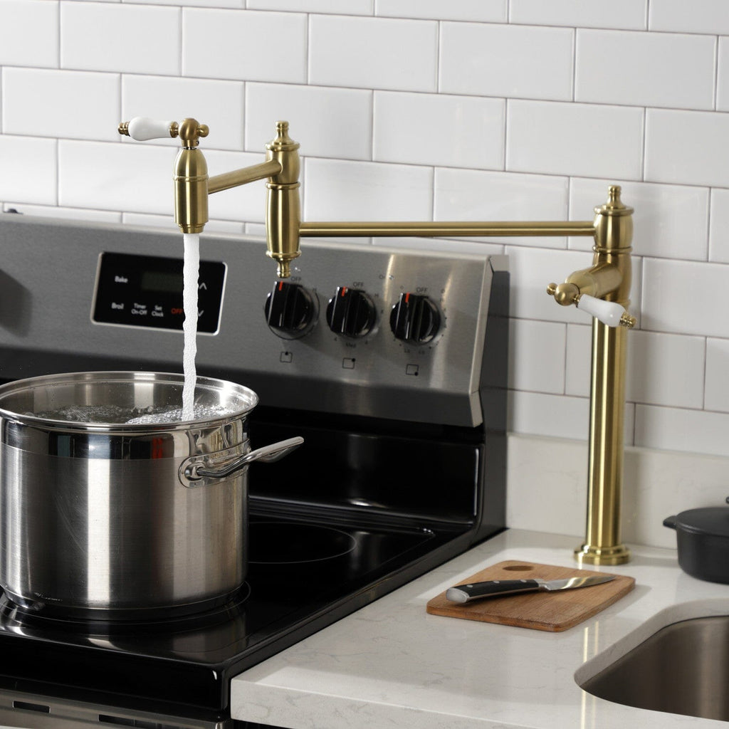 Restoration Two-Handle 1-Hole Deck Mount Pot Filler Faucet