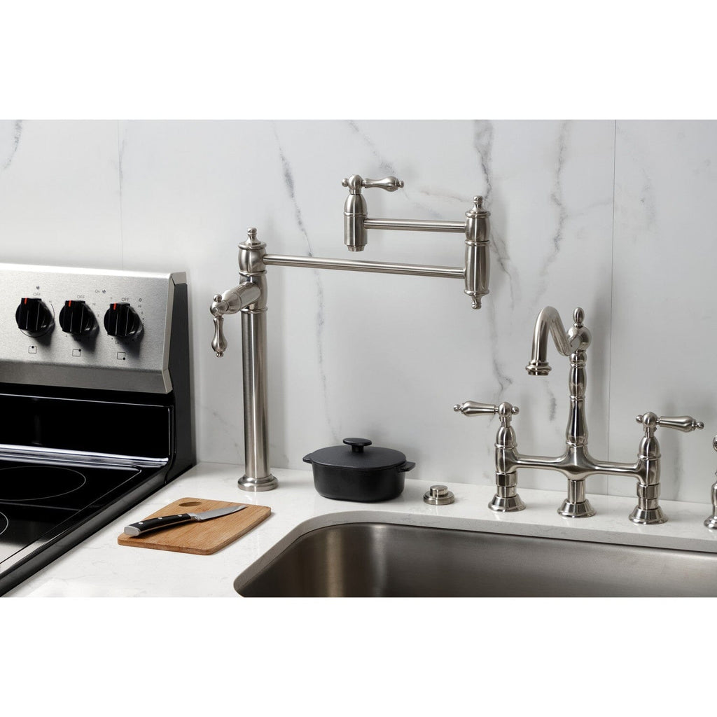 Restoration Two-Handle 1-Hole Deck Mount Pot Filler Faucet