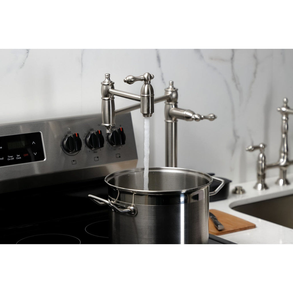 Restoration Two-Handle 1-Hole Deck Mount Pot Filler Faucet