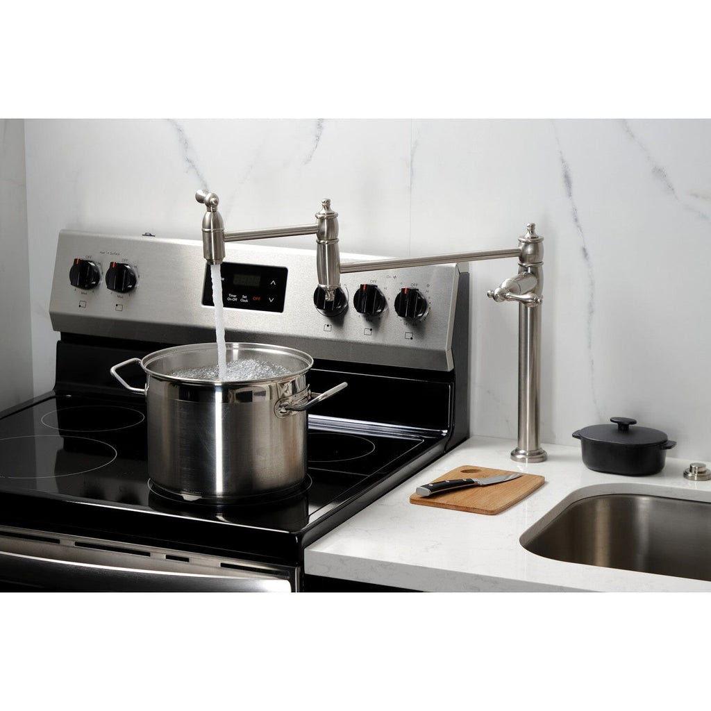 Restoration Two-Handle 1-Hole Deck Mount Pot Filler Faucet