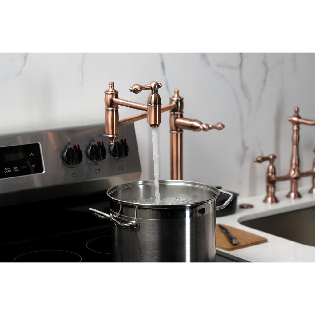 Restoration Two-Handle 1-Hole Deck Mount Pot Filler Faucet