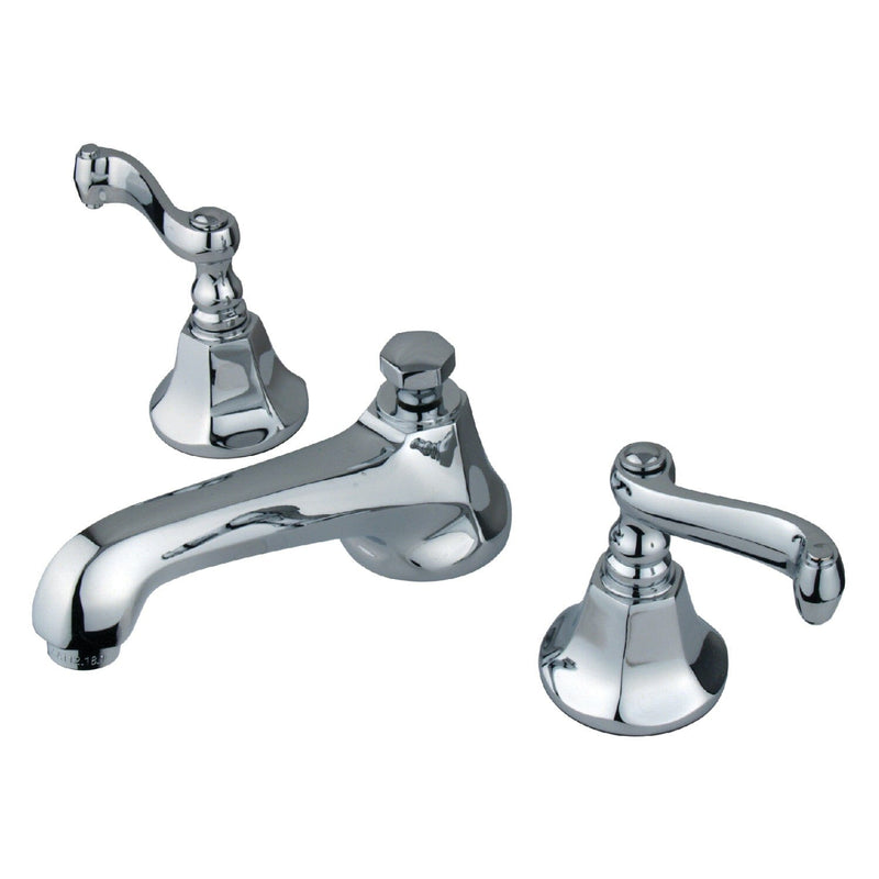 Royale Two-Handle 3-Hole Deck Mount Widespread Bathroom Faucet with Brass Pop-Up