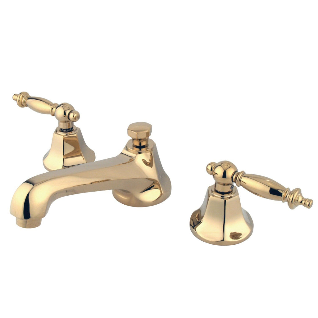 Metropolitan Two-Handle 3-Hole Deck Mount Widespread Bathroom Faucet with Brass Pop-Up Drain
