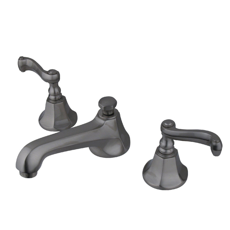 Royale Two-Handle 3-Hole Deck Mount Widespread Bathroom Faucet with Brass Pop-Up