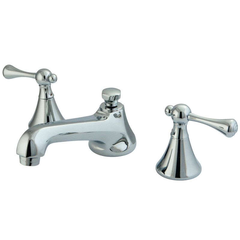 Two-Handle 3-Hole Deck Mount Widespread Bathroom Faucet with Brass Pop-Up
