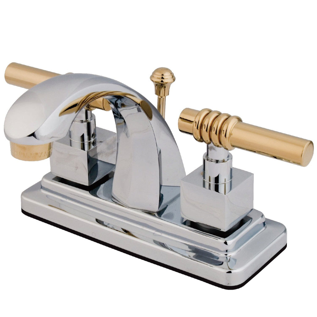 Milano Double-Handle 3-Hole Deck Mount 4-Inch Centerset Bathroom Faucet with Brass Pop-Up