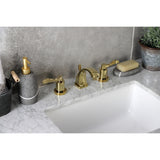 NuWave Two-Handle 3-Hole Deck Mount Widespread Bathroom Faucet with Brass Pop-Up Drain