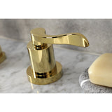 NuWave Two-Handle 3-Hole Deck Mount Widespread Bathroom Faucet with Brass Pop-Up Drain