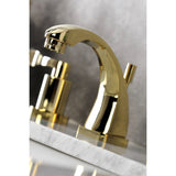 NuWave Two-Handle 3-Hole Deck Mount Widespread Bathroom Faucet with Brass Pop-Up Drain