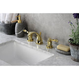 NuWave Two-Handle 3-Hole Deck Mount Widespread Bathroom Faucet with Brass Pop-Up Drain