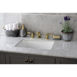 NuWave Two-Handle 3-Hole Deck Mount Widespread Bathroom Faucet with Brass Pop-Up Drain