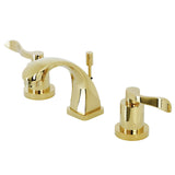 NuWave Two-Handle 3-Hole Deck Mount Widespread Bathroom Faucet with Brass Pop-Up Drain