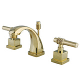 Milano Two-Handle 3-Hole Deck Mount Widespread Bathroom Faucet with Brass Pop-Up Drain