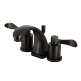 NuWave Two-Handle 3-Hole Deck Mount Widespread Bathroom Faucet with Brass Pop-Up Drain