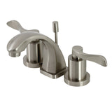 NuWave Two-Handle 3-Hole Deck Mount Widespread Bathroom Faucet with Brass Pop-Up Drain