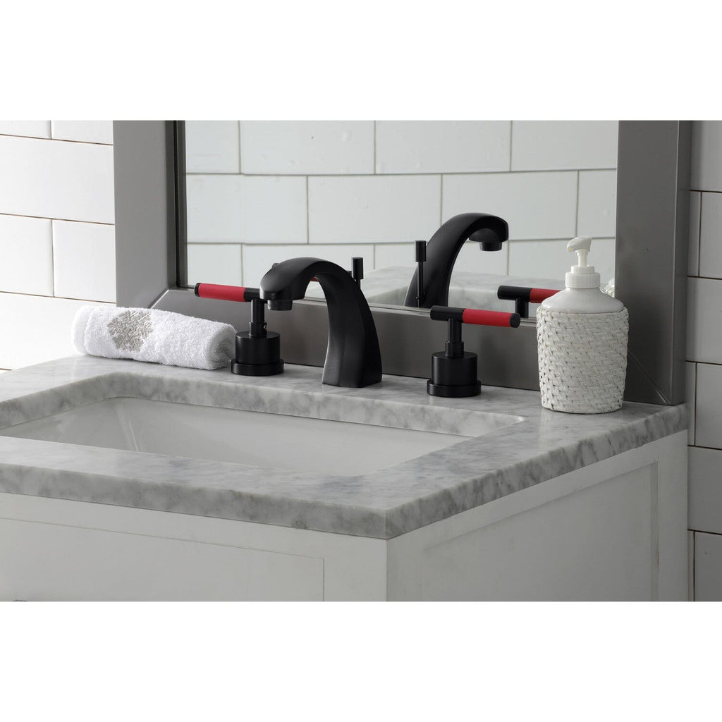 Kaiser Two-Handle 3-Hole Deck Mount Widespread Bathroom Faucet with Brass Pop-Up Drain