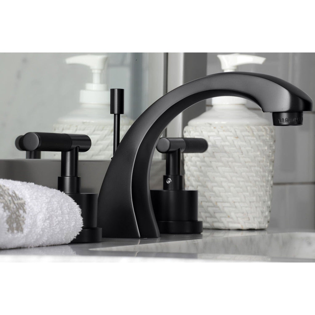 Kaiser Two-Handle 3-Hole Deck Mount Widespread Bathroom Faucet with Brass Pop-Up Drain