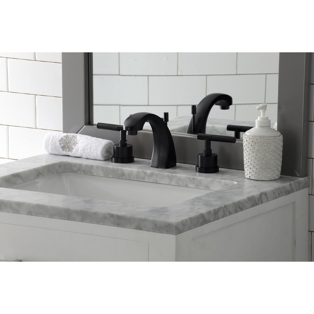 Kaiser Two-Handle 3-Hole Deck Mount Widespread Bathroom Faucet with Brass Pop-Up Drain