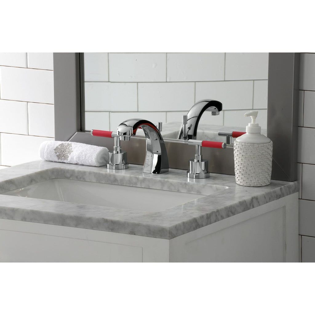 Kaiser Two-Handle 3-Hole Deck Mount Widespread Bathroom Faucet with Brass Pop-Up Drain