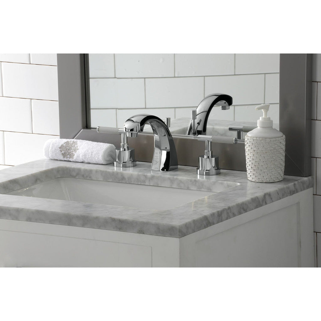 Kaiser Two-Handle 3-Hole Deck Mount Widespread Bathroom Faucet with Brass Pop-Up Drain