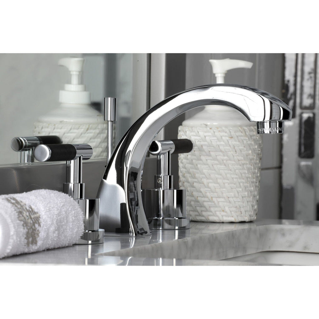 Kaiser Two-Handle 3-Hole Deck Mount Widespread Bathroom Faucet with Brass Pop-Up Drain