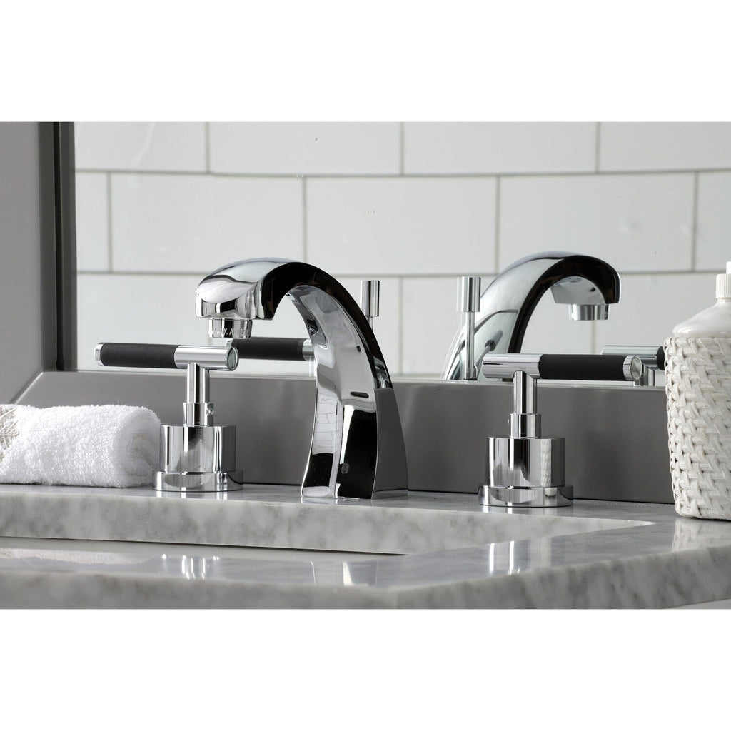 Kaiser Two-Handle 3-Hole Deck Mount Widespread Bathroom Faucet with Brass Pop-Up Drain
