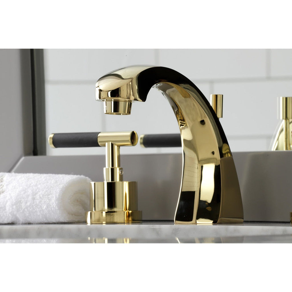 Kaiser Two-Handle 3-Hole Deck Mount Widespread Bathroom Faucet with Brass Pop-Up Drain