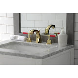Kaiser Two-Handle 3-Hole Deck Mount Widespread Bathroom Faucet with Brass Pop-Up Drain