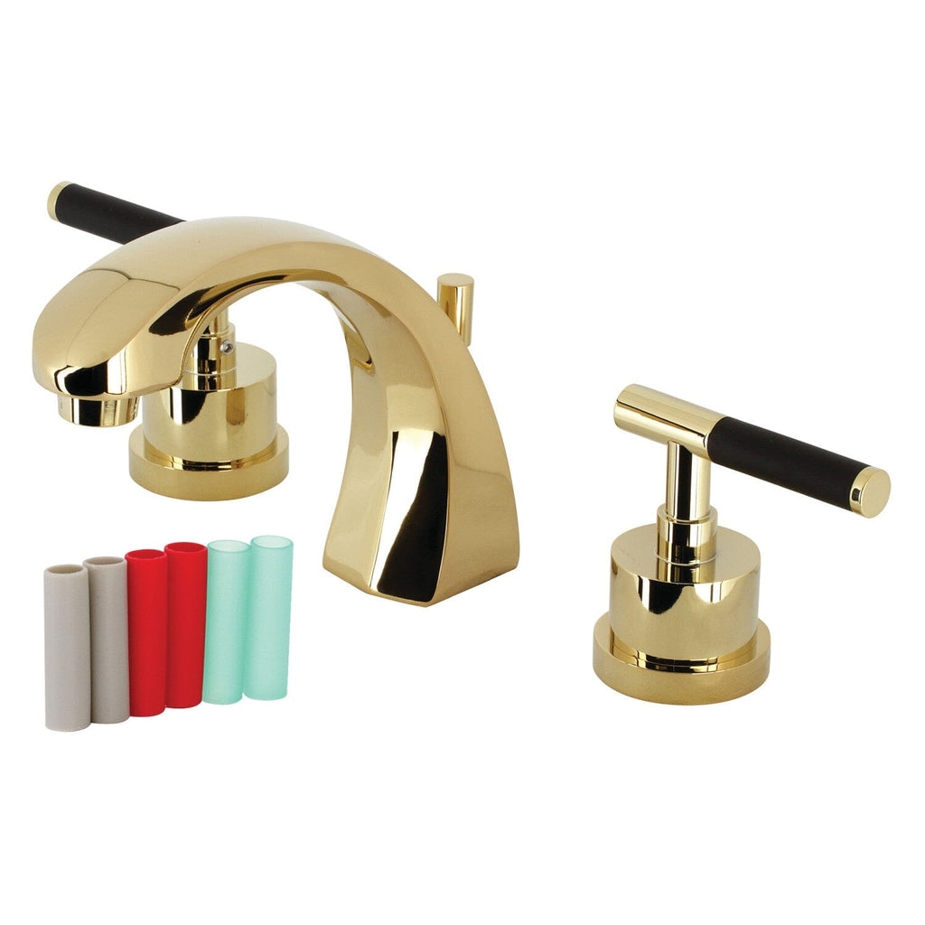 Kaiser Two-Handle 3-Hole Deck Mount Widespread Bathroom Faucet with Brass Pop-Up Drain