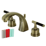 Kaiser Two-Handle 3-Hole Deck Mount Widespread Bathroom Faucet with Brass Pop-Up Drain